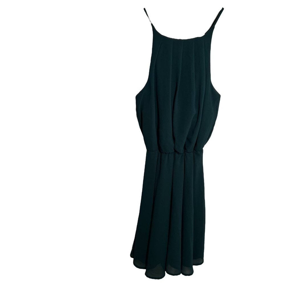 Miami Womens Sz XS Sleeveless Fit & Flare Dress Green Pleated Keyhole Francescas